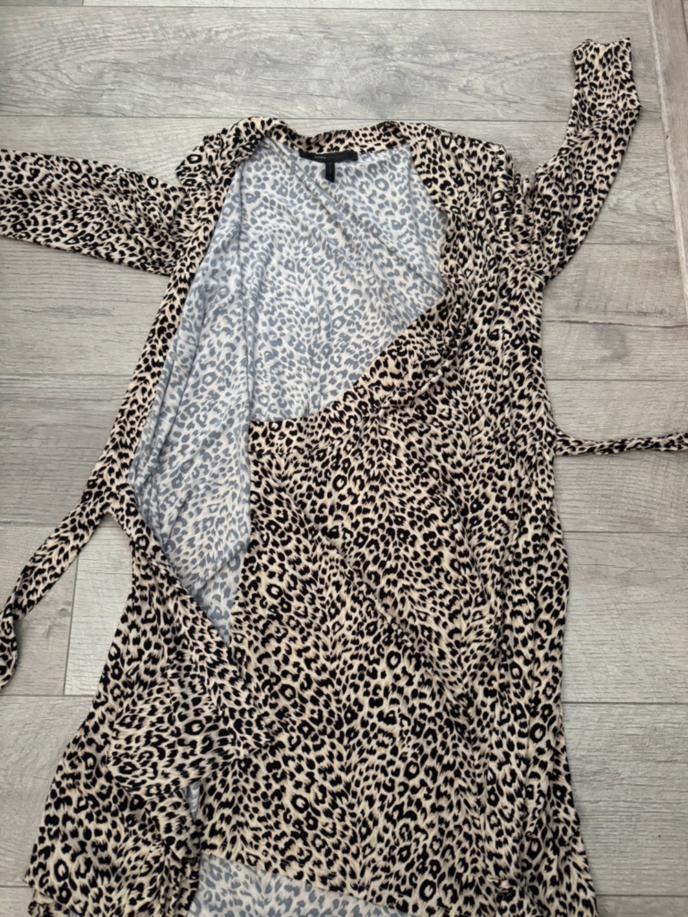 BCBGMaxAzria Leopard Print Wrap Dress - Beige and Black - Picture 8 of 8